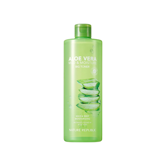 NATURE REPUBLIC OFFICIAL Mild & Moisture Aloe Big Toner, 16.9 fl oz (500 ml), Large Capacity, Bacterial Active Lotion, Thick Texture, Genuine Korean Cosmetics, Beautiful Skin, Daily Care,