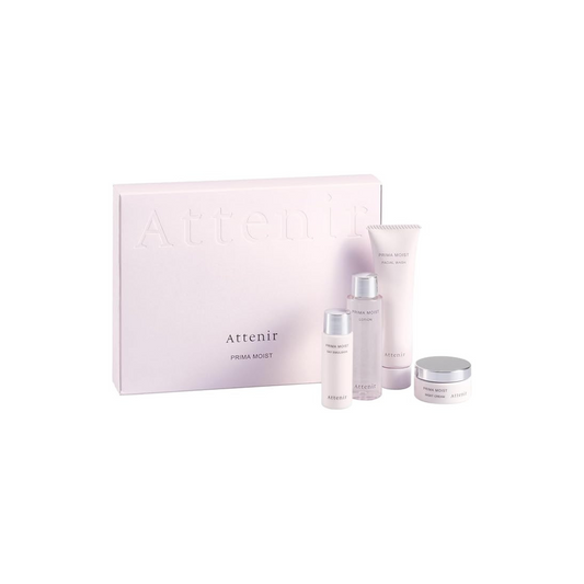 ATTENIR Prima Moist 2 Weeks (Facial Cleanser, Lotion, Milky Lotion, Night Cream) Trial Set (Pre-aging Care/Moisturizing/Moisturizing) Skin Care Trial