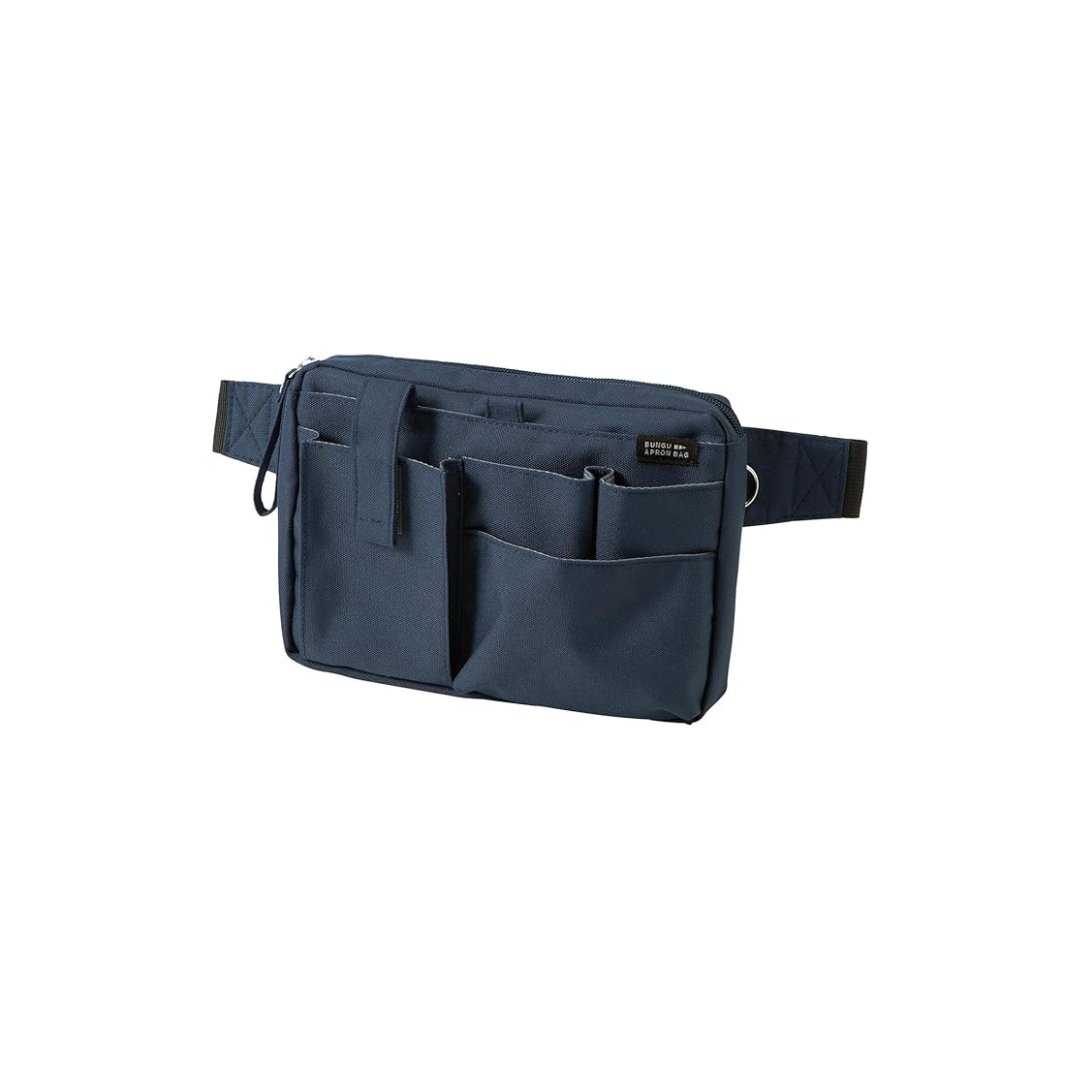 Kutsuwa BE020NB Apron Bag, Stationery Apron Bag, Gusset, Navy, Free