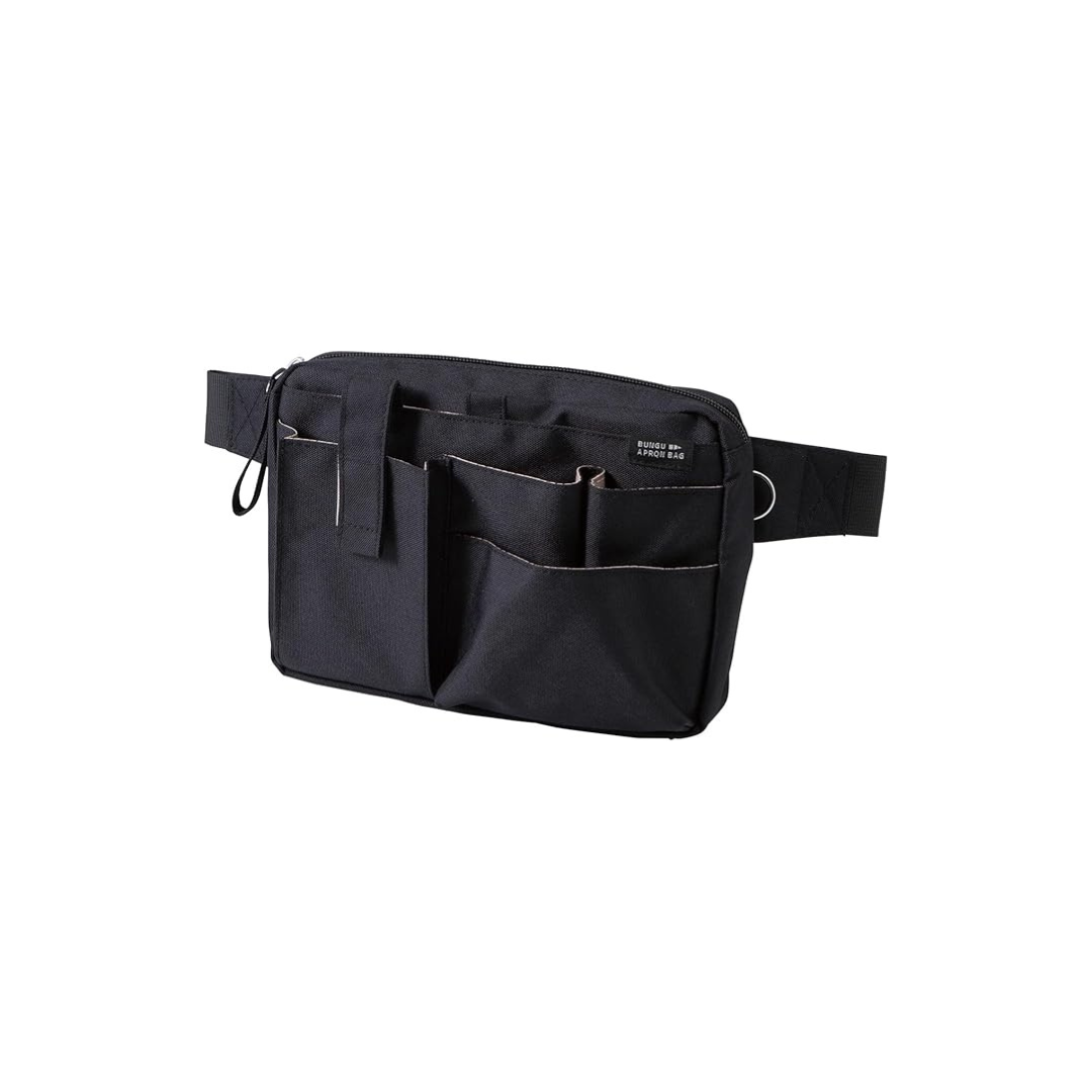 Kutsuwa BE020BK Apron Bag, Stationery Apron Bag, Gusset, Black, One Size Fits All