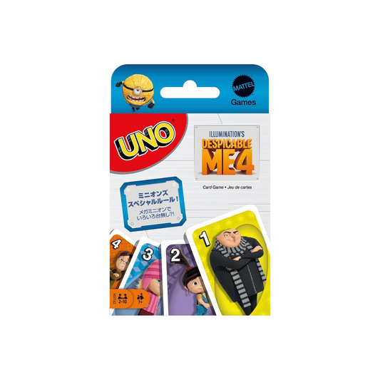 Mattel Games HXT53 UNO Despicable Me 4 Minions Card Game, Party Goods, For 2 to 10 Players, 112 Cards, Ages 7 and Up, Yellow (English Language Not Guaranteed)