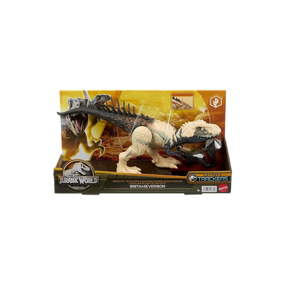 Mattel Jurassic World Giant Trucker Action Figure Vista Hiberso Dinosaur Toy with Movement and Tracking Accessories, 14" Long