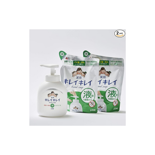 Kirei Kirei Liquid Hand Soap Set LBH-10P  + 200 ml Refill Pack x 2 Bags