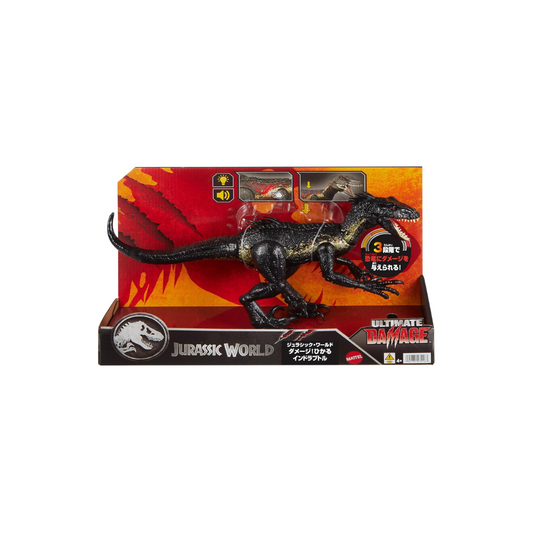 Mattel Jurassic World JCG26 Jurassic World Damage! Hikaru Indraptor Children's Figure, Dinosaur, Toy, Total Length: Approx. 14.9 inches (37.8 cm), 4 Years Old and Up Black