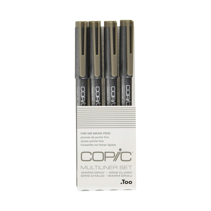 COPIC Multiliner Pens, Set of 4, Warm Gray, Set, Micro Pen, Drafting Pen, Drawing Pen, Line Art Pen