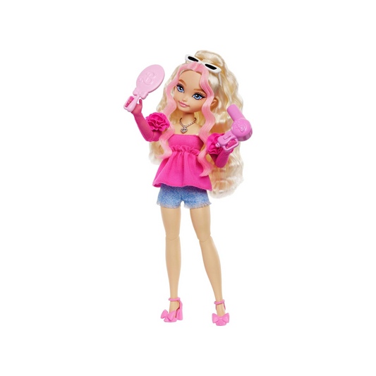 Barbie Dream Besties Doll and Accessories, Malibu" Posable Fashion Doll with Wavy Blonde Hair, 11 Makeup and Hair Themed Pieces