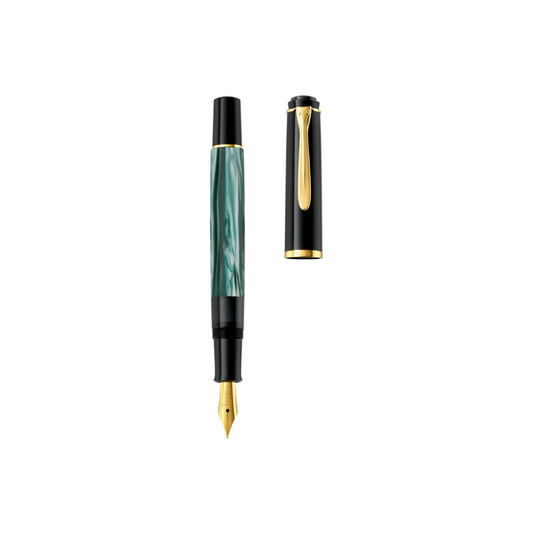 Pelikan Fountain Pen, F, Fine Point, Marble Green, Classic M200, Inhalation Type, Genuine Imported Product