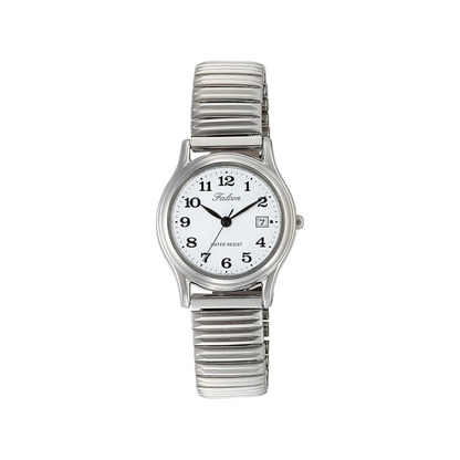 Analogue Waterproof Date Metal Band Watch D015-204 Women's White