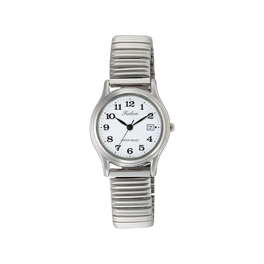 Analogue Waterproof Date Metal Band Watch D015-204 Women's White