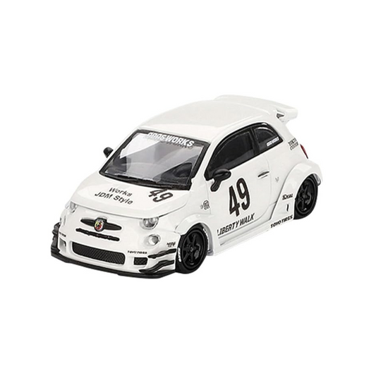 MINI GT 1/64 Abarth 595 LB-WORKS x Abas Works Gala White (Left Handle) Finished Product