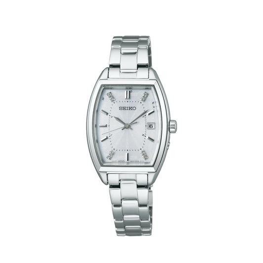 Seiko  Series Women's Wristwatch, Tonneau Type, Solar Radio Wave, Silver, Bracelet Type