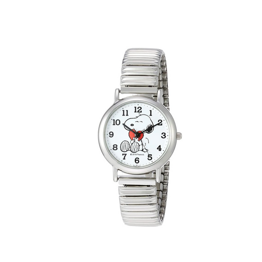 Citizen Q&Q P001 Women's Watch, Analog Snoopy Waterproof, Metal Band, white a, watch heart