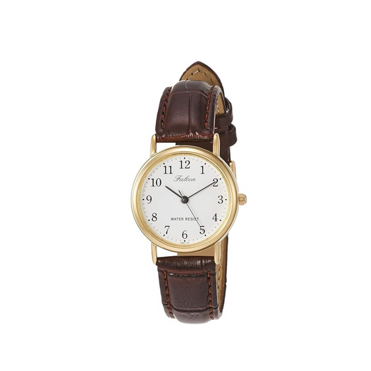 Citizen Q&Q Q997-104 Women's Watch, Analog Waterproof, Leather Strap, White, white/brown