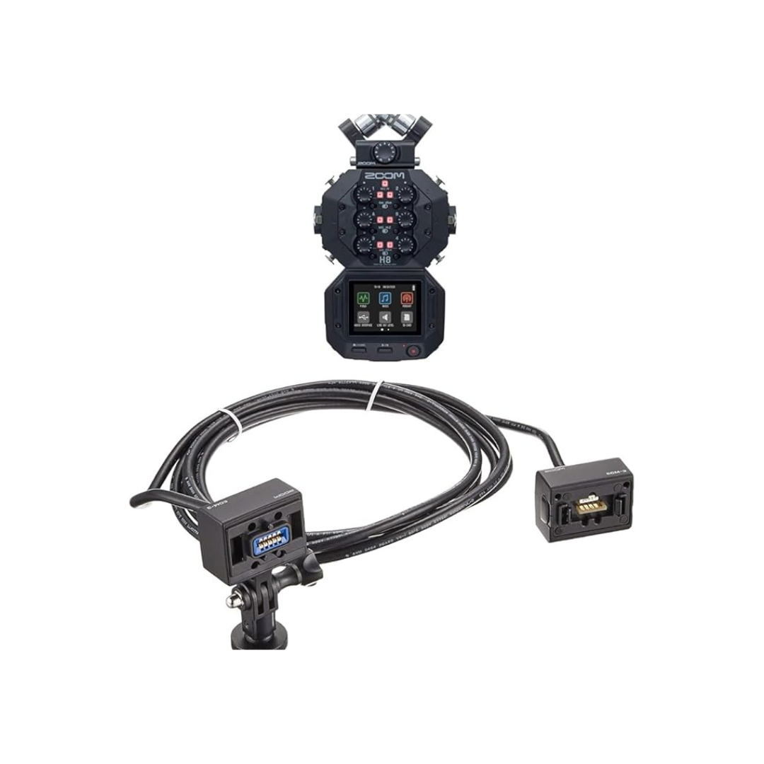 ZOOM H8 8-Channel Handy Recorder Black & Microphone Capsule Extension Cable 3 m Set