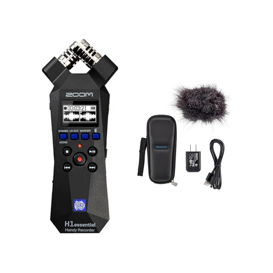 ZOOM Zoom H1essential Handy Recorder, Black, Black, 32-bit Float, Small, Podcast, Musical Instrument Playing, ASMR Interview, USB Microphone, Accessibility Function, Accessory Pack for APH-1e