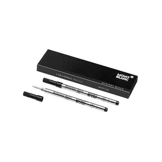 Montblanc Rollerball Refill M (Medium) Set of 2 Mystery Black Official Import MB105158