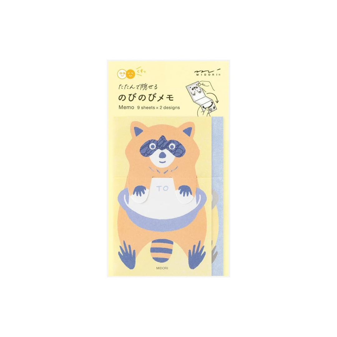 Midori 11825006 Notepad Notepad Nobi Raccoon Pattern