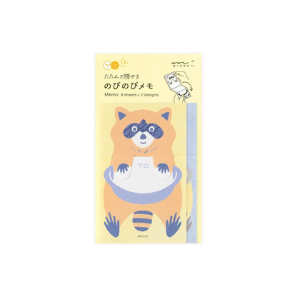 Midori 11825006 Notepad Notepad Nobi Raccoon Pattern