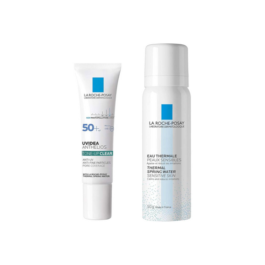 La Roche Posay Tone Up Kit Clear UV Base SPF 50+ PA++++ Moisturizing Sensitive Skin Moisturizer, Moist & Sticky Mixed Skin, 30ml