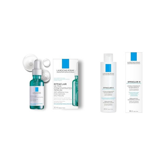La Roche Posay [Serum] Efacura Peel Care Serum, Sensitive Skin, Acne, Salicylic Acid, Mixed Skin, Pores, Green Peel Care, 1.2 fl oz (30 ml) + La Roche Posay [Quasi-Drug, Medicated Moisturizing Lotion