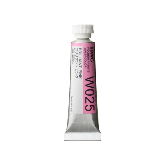 Holbein W025 Transparent Watercolor Paint, Brilliant Pink, 0.16 fl oz (5 ml) (No.2), 003025