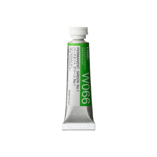HOLBEIN W066 03066 Transparent Watercolor Paint, 0.17 fl oz (5 ml), No. 1, Permanent Green