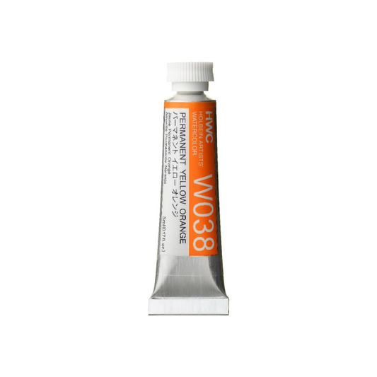 Holbein W038 Transparent Watercolor Paint, Permanent Yellow Orange, 0.16 fl oz (5 ml) (No.2), 003038