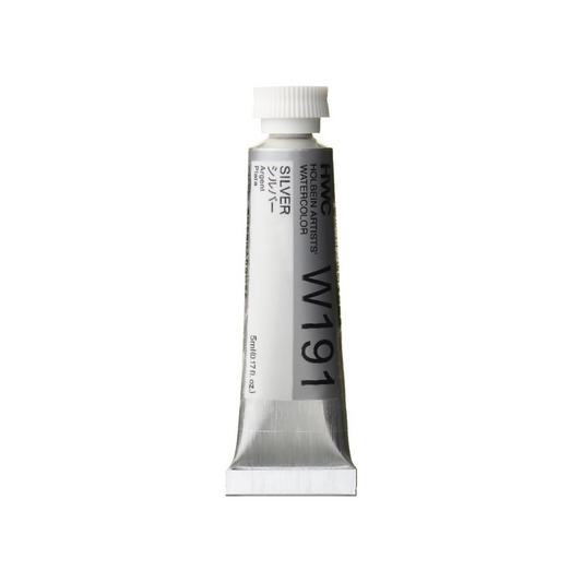 Holbein W191 Transparent Watercolor Paint, Silver, 0.16 fl oz (5 ml) (No.2), 003191