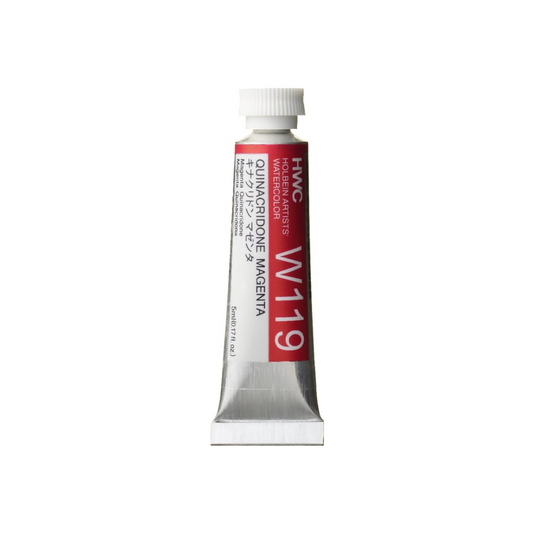 Holbein W119 Transparent Watercolor Paint, Quinacridone Magenta, 0.16 fl oz (5 ml) (No.2), 003119