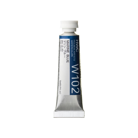 Holbein W102 Transparent Watercolor Paint, Marine Blue, 0.16 fl oz (5 ml) (No.2), 003102