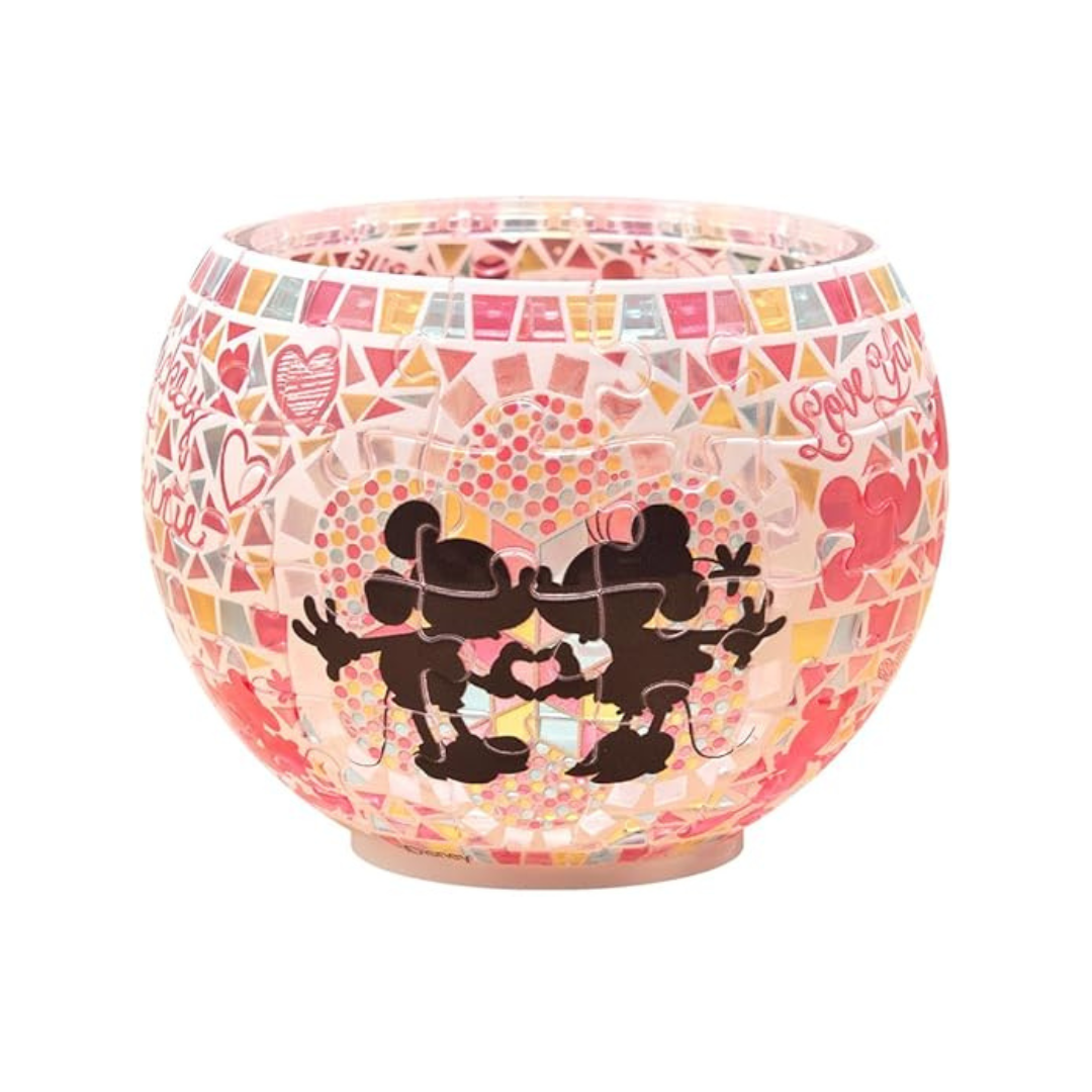 Yanoman 80 Piece Jigsaw Puzzle Disney Glass Mosaic - Mickey & Minnie - [Lampshade Puzzle] (7x10x10cm)