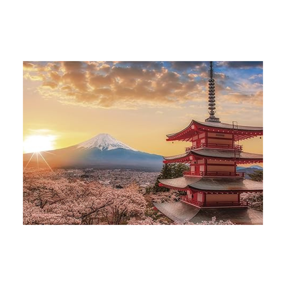 Yanoman 70 Piece Jigsaw Puzzle Prism Art Petit Mt. Fuji and Cherry Blossoms (3.9 x 5.8 inches (10 x 14.7 cm) 97-308 Piece Jigsaw Puzzle with Claim Card