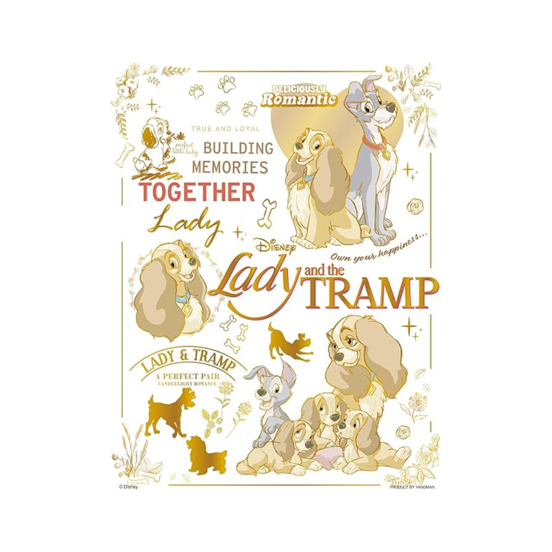Yanoman (Made in Japan) 300 Piece Bubble Light Jigsaw Puzzle, Disney, Colorful Gold/Lady and the Tramp (6.5 x 8.5 inches (16.5 x 21.5 cm), 42-111 Pieces with Request Postcard