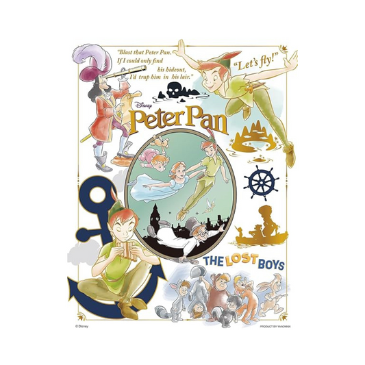 Yanoman (Made in Japan) 300 Piece Bubble Light Jigsaw Puzzle, Disney, Colorful Gold, Peter Pan (6.5 x 8.5 inches (16.5 x 21.5 cm), 42-119 Piece, Includes Postcard with Glue and Spatula