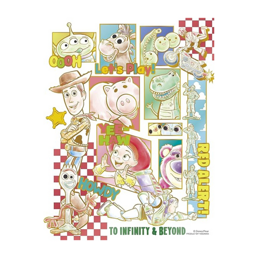Yanoman (Made in Japan) 300 Piece Bubble Light Jigsaw Puzzle, Disney's Colorful Gold/Toy Story (6.5 x 8.5 inches (16.5 x 21.5 cm), 42-116 Pieces, Includes Postcard with Glue and Spatula