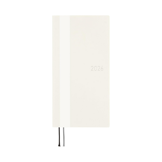 HOBONICHI  2026 Weeks, English Version, White Line/Ivory, Starting From January, Weekly Notebook, Weekly Lift, Slim and Long