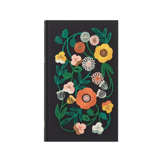 Midori 12707006 Diary, 5 Year Consecutive Embroidery, Floral Print, Black