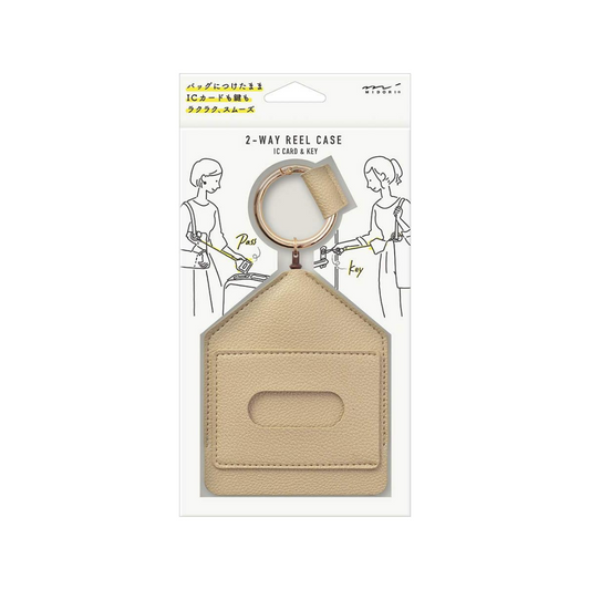 Midori 57462006 Pass Case, Key & Pass Case, 2-Way Reel Included, Gold