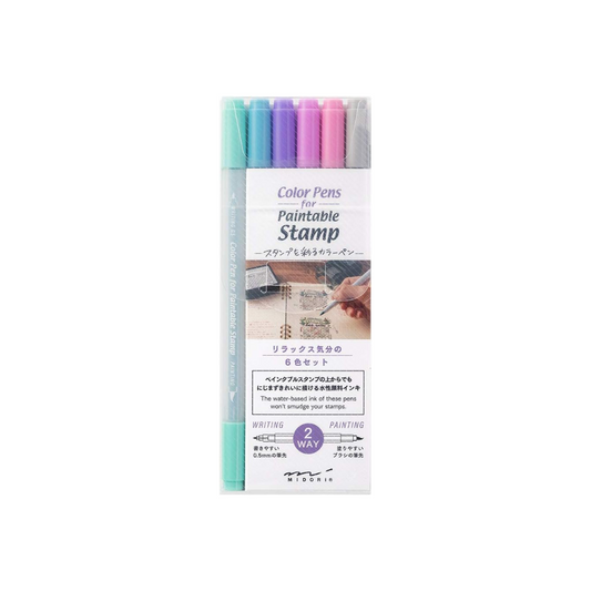 Midori Relax 38082006 Color Pen Paintable Stamps 6 Pieces