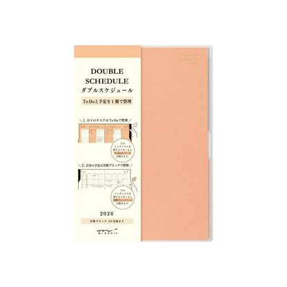 Midori Double Schedule 2026 B6 Monthly To Do Orange 22387006 (Begins October 2025)
