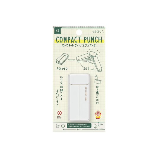 Midori 35545006 Hole Punch, Compact Punch, XS White A