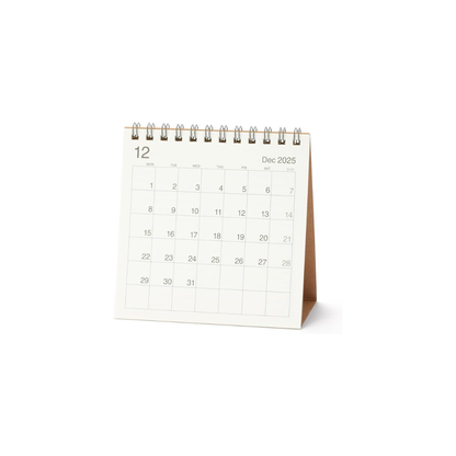 Muji 84854101 2026 Beginning Monday Calendar, Small, December 2025 - December 2026, Approx. 4.7 x 4.7 inches (120 x 120 mm), For Tabletops