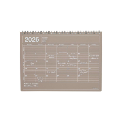 2026 Planner, Schedule Book, Starts from January 2026, Monthly Block B5 Variation, Notebook Calendar, M, Brown Marks, 26WDR-NB1-BR