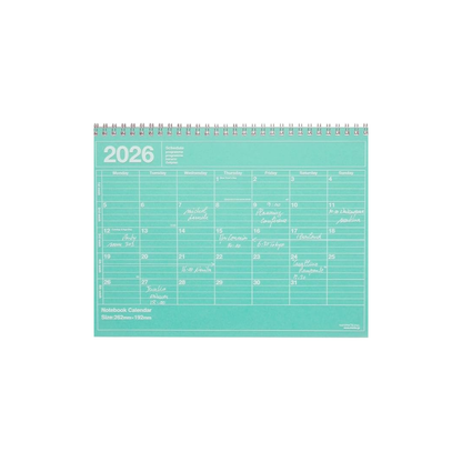 2026 Planner, Schedule Notebook, Starts from January 2026, Monthly Block, B5 Variation, Notebook Calendar, M, Mint Marks 26WDR-NB1-MI