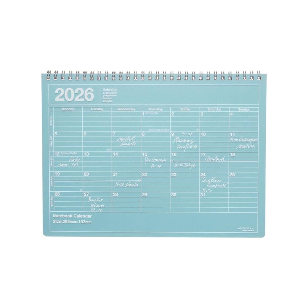 2026 Planner, Schedule Notebook, Starts from January 2026, Monthly Block, B5 Variation, Notebook Calendar, M, Blue Marks, 26WDR-NB1-BL