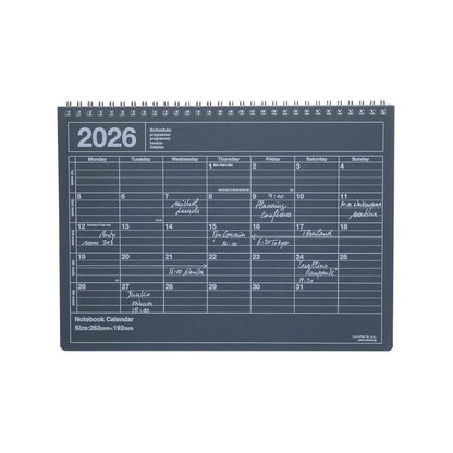 2026 Planner, Schedule Notebook, Starts from January 2026, Monthly Block, B5 Variation, Notebook Calendar, M, Black, Marks 26WDR-NB1-BK