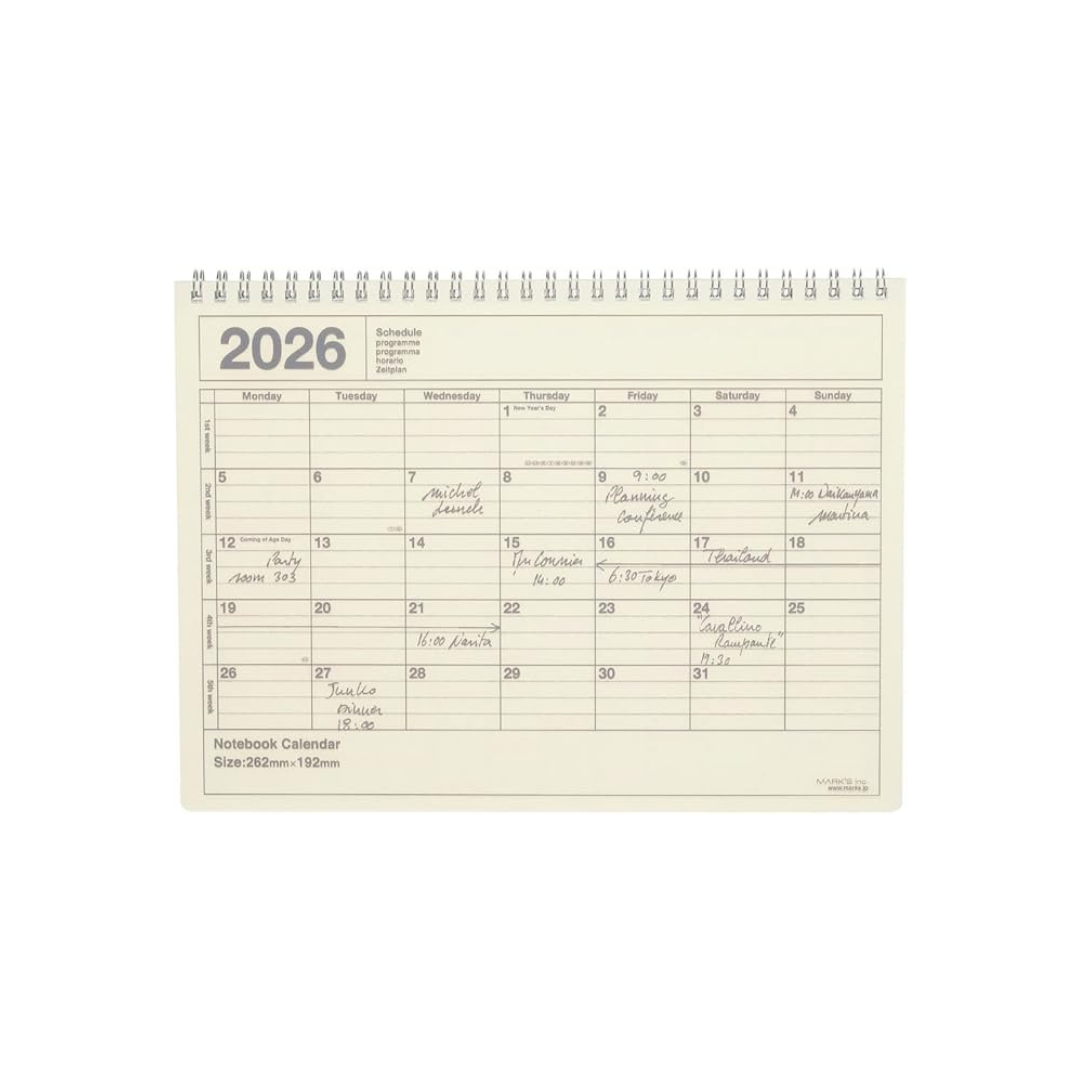 2026 Planner, Schedule Book, Starts from January 2026, Monthly Block B5 Variation, Notebook Calendar, M, Ivory Marks, 26WDR-NB1-IV