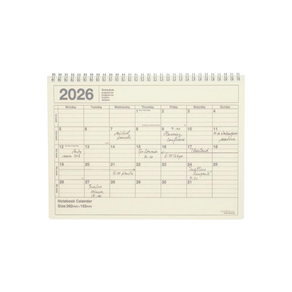 2026 Planner, Schedule Book, Starts from January 2026, Monthly Block B5 Variation, Notebook Calendar, M, Ivory Marks, 26WDR-NB1-IV