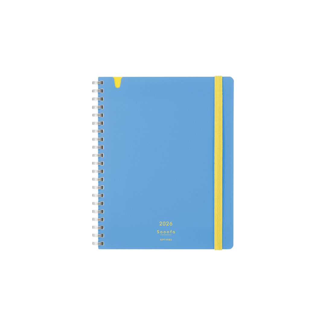Kokuyo 2026 Sooofa Diary, Soft Ring, Monthly Blocks, B6 Transformation, Light Blue, SSMNLB-B6-26