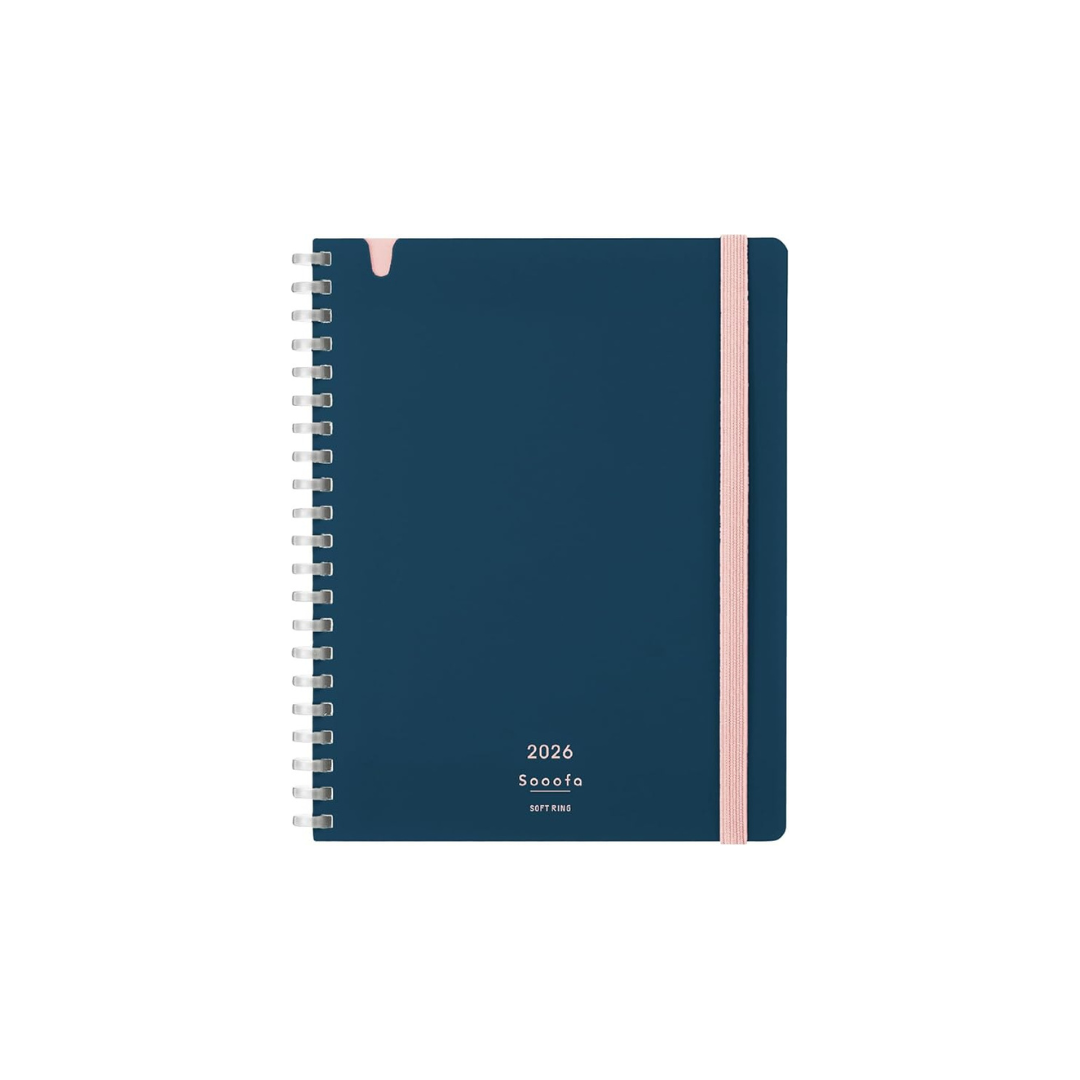 Kokuyo 2026 Sooofa Diary, Soft Ring, Monthly Blocks, B6 Transformation, Navy, SSMNDB-B6-26, Starts from December 2025